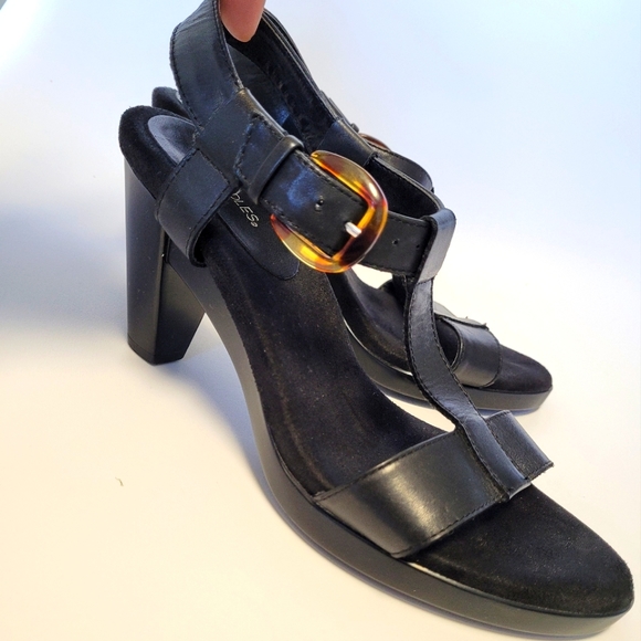 Aerosoles Black Sandals Heel 7 cm size us 8 super soft insole - Picture 8 of 15